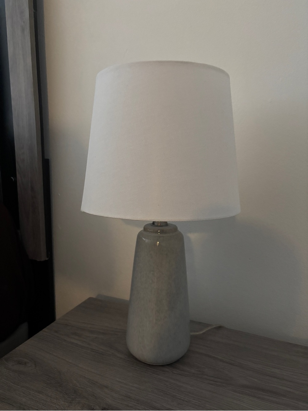 Ceramic Table Lamp with White Shade - Neutral Gray Base